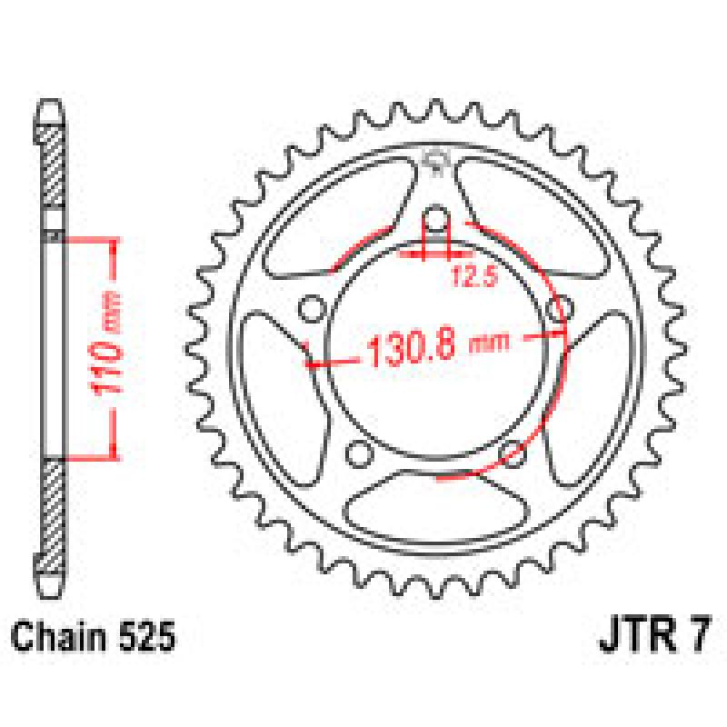Купить Звездочка задняя JT Sprockets (шаг 525 ) JT JTR7